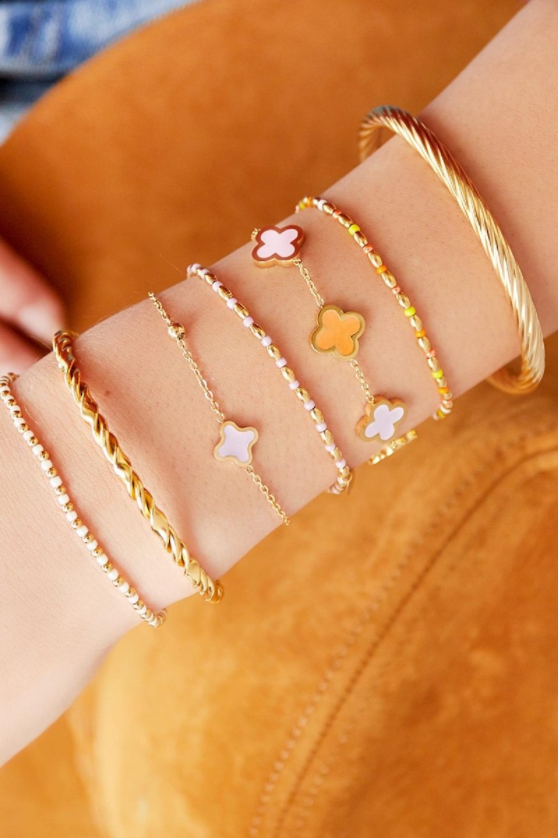 Multicolor Clovers Bracelet Gold – Playful Colorful Clover Jewelry