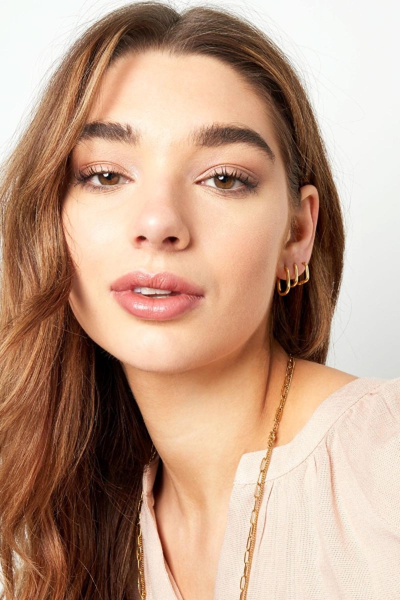 Mixed Shapes Gold Earrings Trio Set for Women