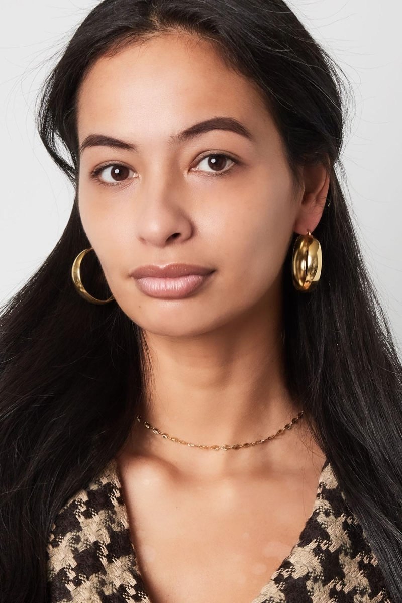 Basic Round Chic Gold Earrings for Women