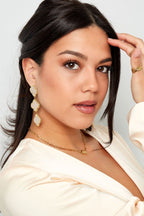 Beautiful Soft Pink Clover Gold Earrings for Women