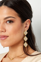 Beautiful Soft Pink Clover Gold Earrings for Women