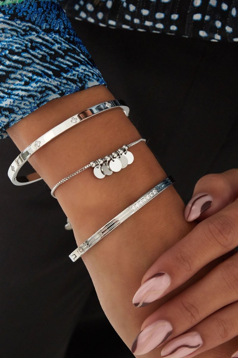 Shiny Stones Bangle Bracelet Silver – Sparkling Gemstone Cuff Jewelry
