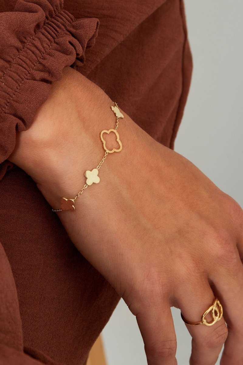 Big Clovers Bracelet Silver – Bold Four-Leaf Clover Charm Jewelry