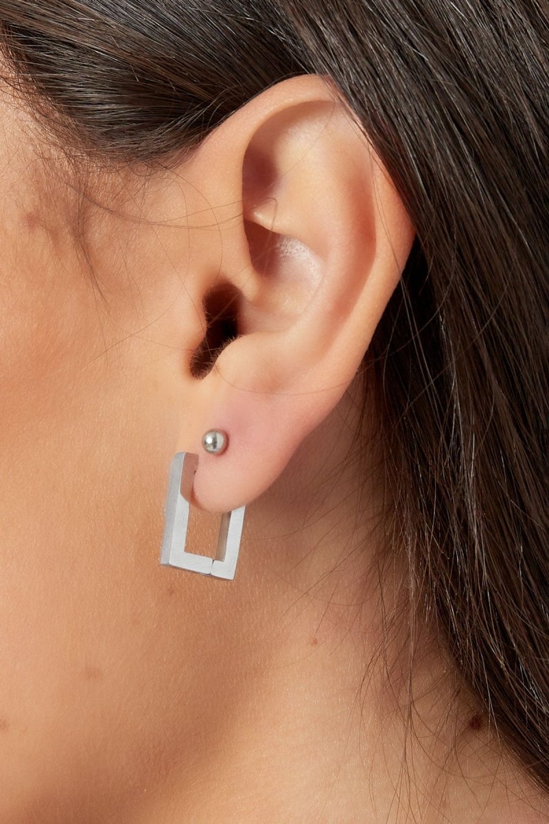 Basic Rectangle Small Gold Hoop Earrings for Women