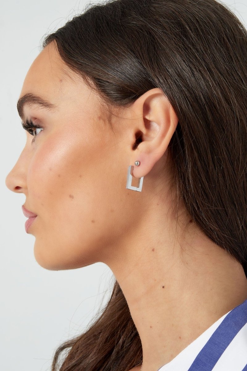 Basic Rectangle Small Gold Hoop Earrings for Women