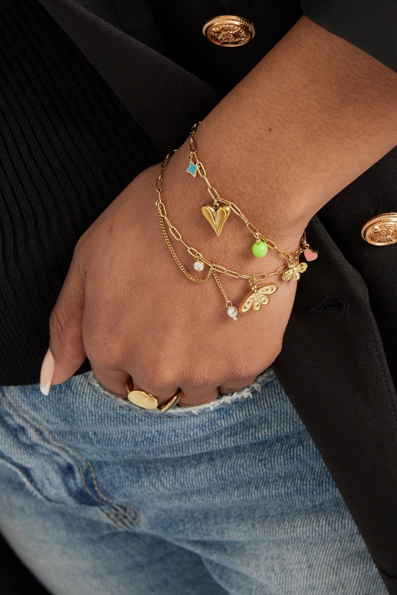 Charm Color Splash Bracelet Gold – Playful Multicolor Charm Jewelry