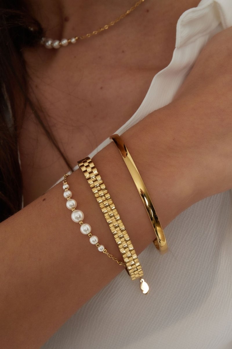 Link Bangle Bracelet Gold – Minimalist Modern Cuff Jewelry