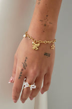 Charms with Bow Bracelet Silver – Dainty Bow Charm Jewelry