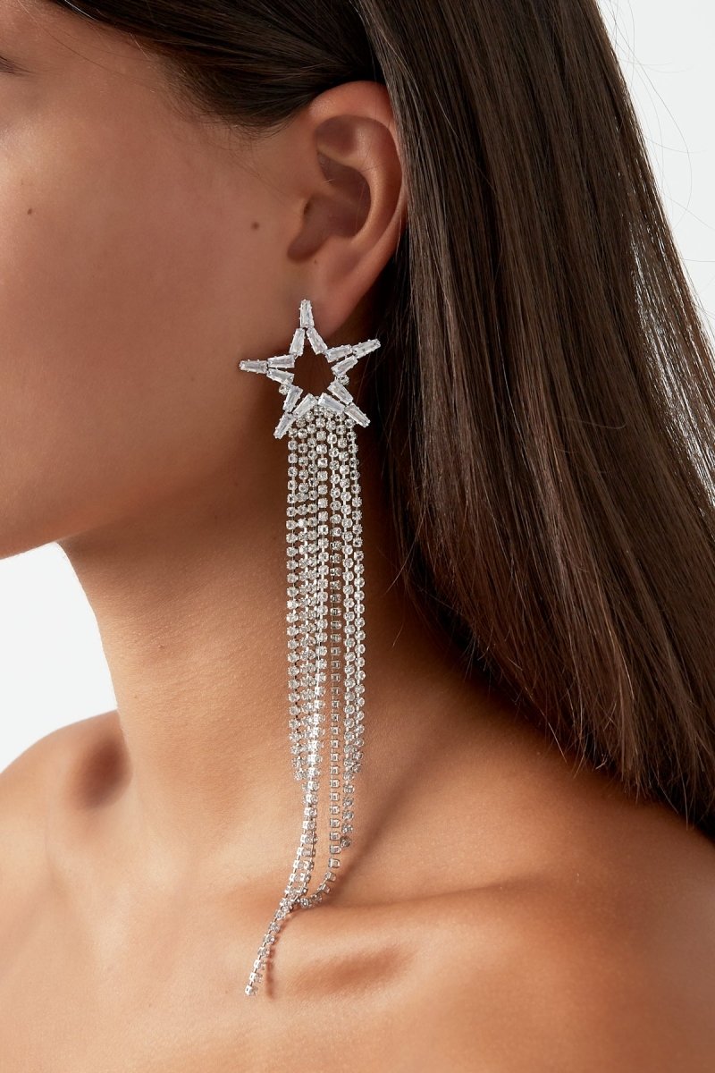 Festive Star Silver Star Earrings for Women