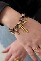 Leopard & Beads Bracelet Gold – Trendy Animal Print Beaded Jewelry