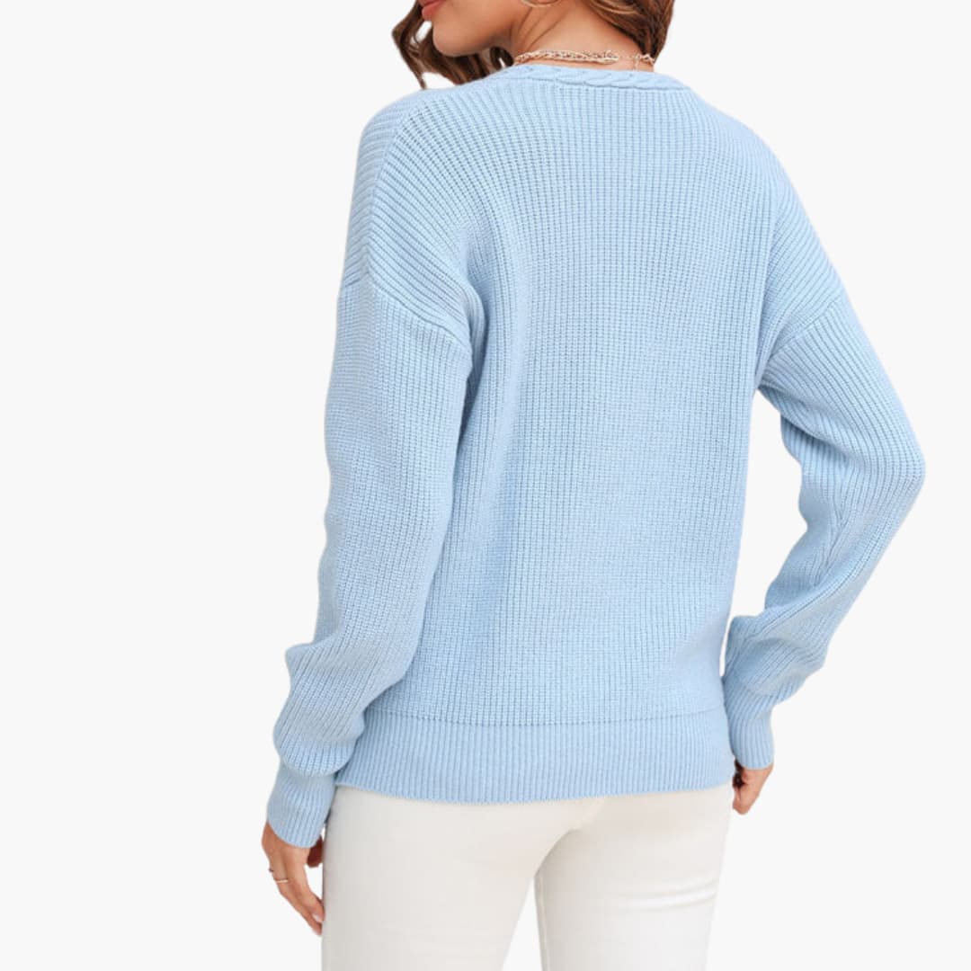 Pullover Sweater – V-Neck – Ribbed Texture