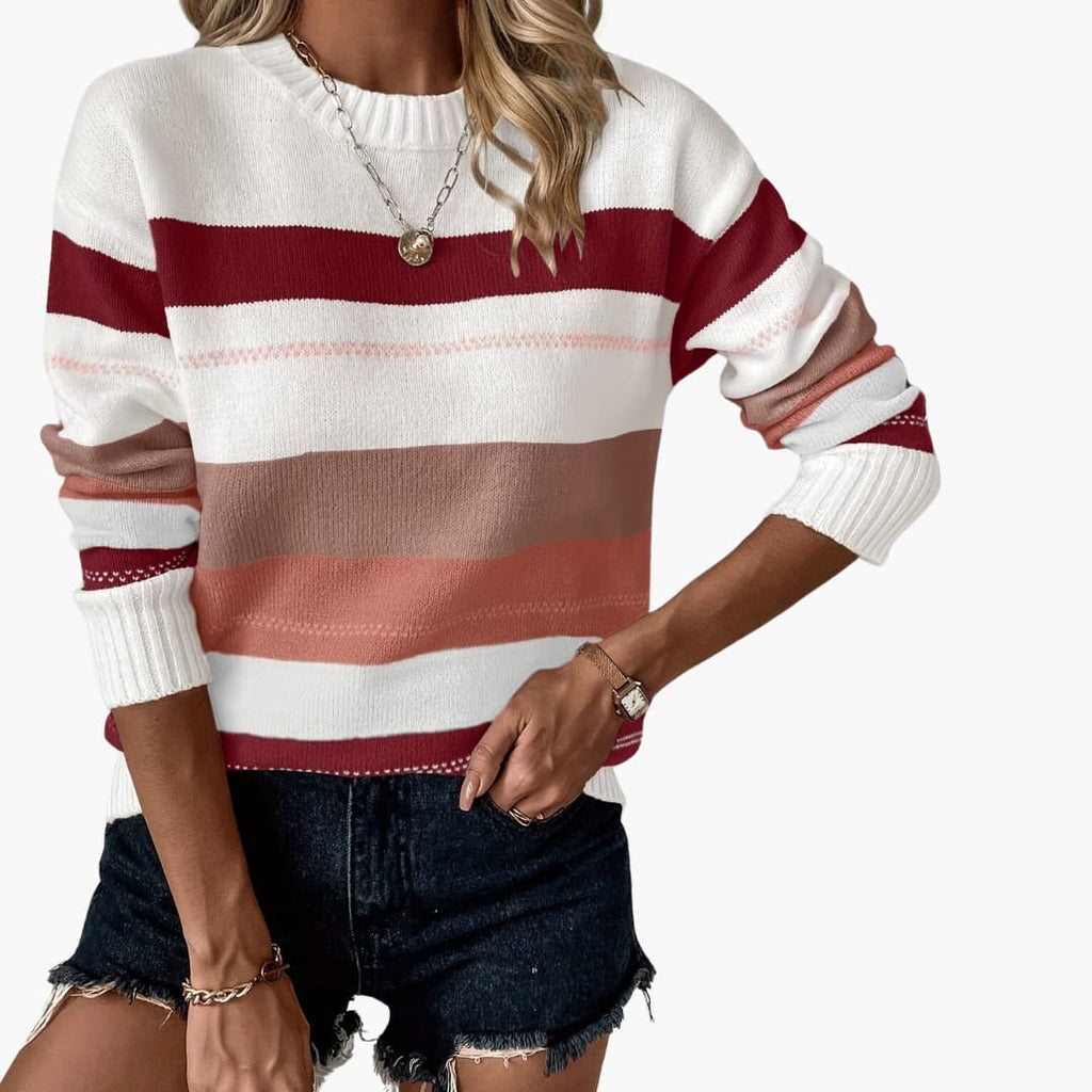 Pullover Sweater – Round Neck – Striped Surface