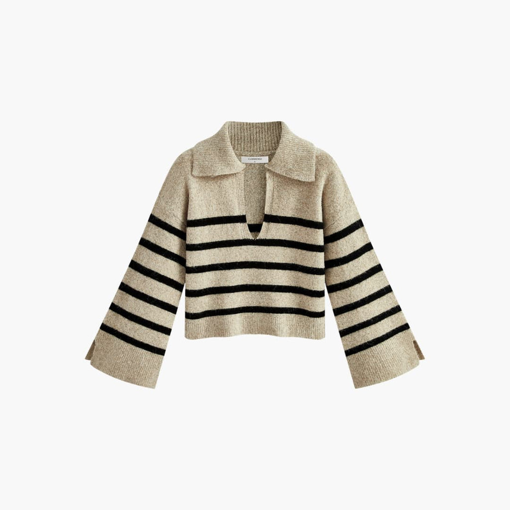 Pullover Sweater – V-Neck – Striped Pattern