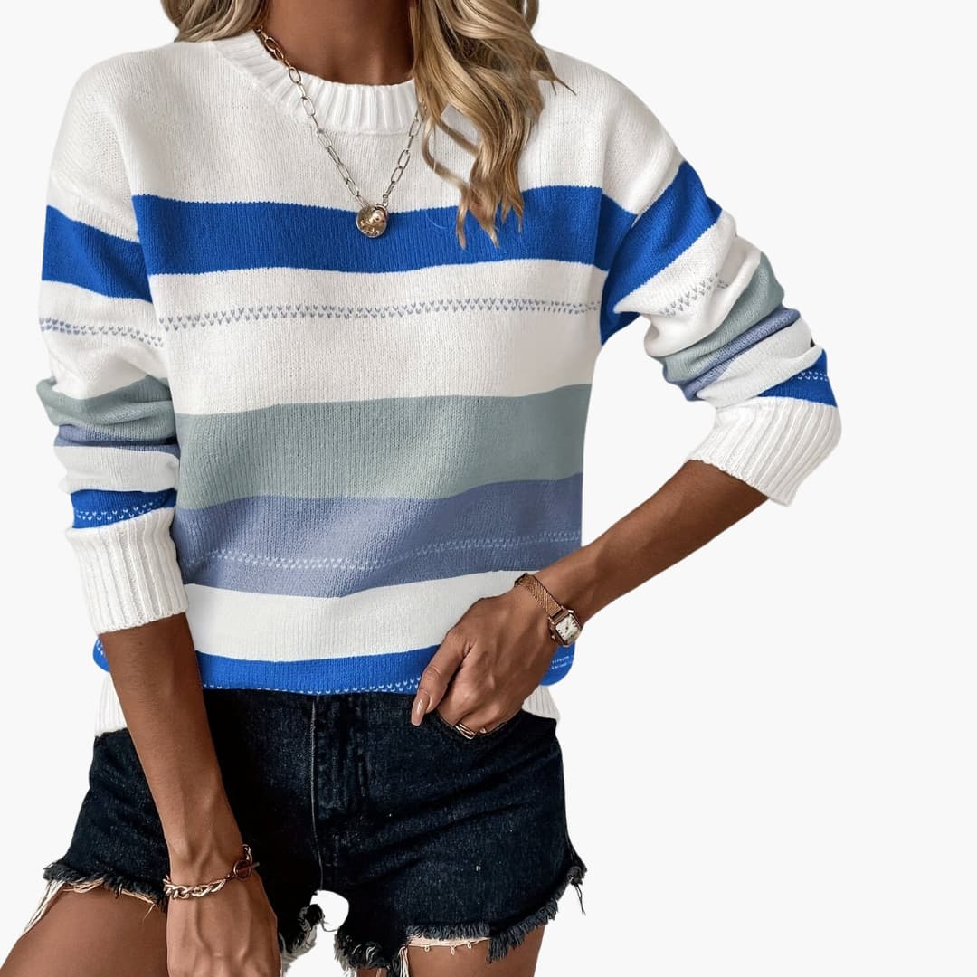 Pullover Sweater – Round Neck – Striped Surface