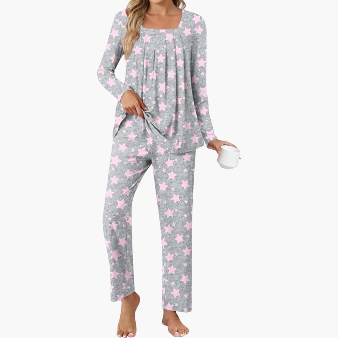 Pajama Set – Long Sleeves – Star Pattern