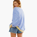 Oversized Sweatshirt – Striped Design – Long Sleeves