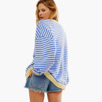 Oversized Sweatshirt – Striped Design – Long Sleeves