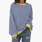Oversized Sweatshirt – Striped Design – Long Sleeves