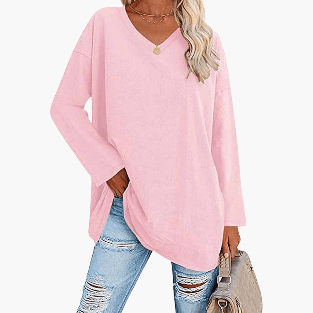 Oversized V-Neck Shirt – Long Sleeves
