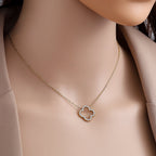 Hollow Diamond Lucky Flower Necklace Gold – Floral Charm Pendant Jewelry