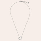 Hollow Diamond Lucky Flower Necklace Silver – Floral Gem Pendant for Women