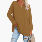 Oversized V-Neck Shirt – Long Sleeves