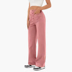 High-Waist Palazzo Pants – Button Placket