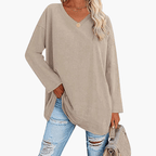 Oversized V-Neck Shirt – Long Sleeves