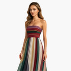 Strapless Maxi Dress – Striped Pattern
