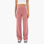 High-Waist Palazzo Pants – Button Placket