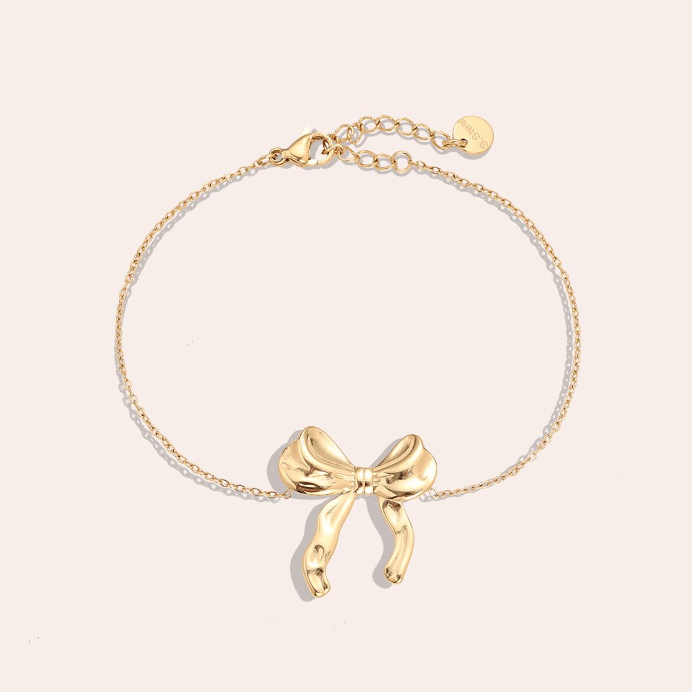 Lovely Bow Bracelet Gold – Elegant Bow Charm Jewelry