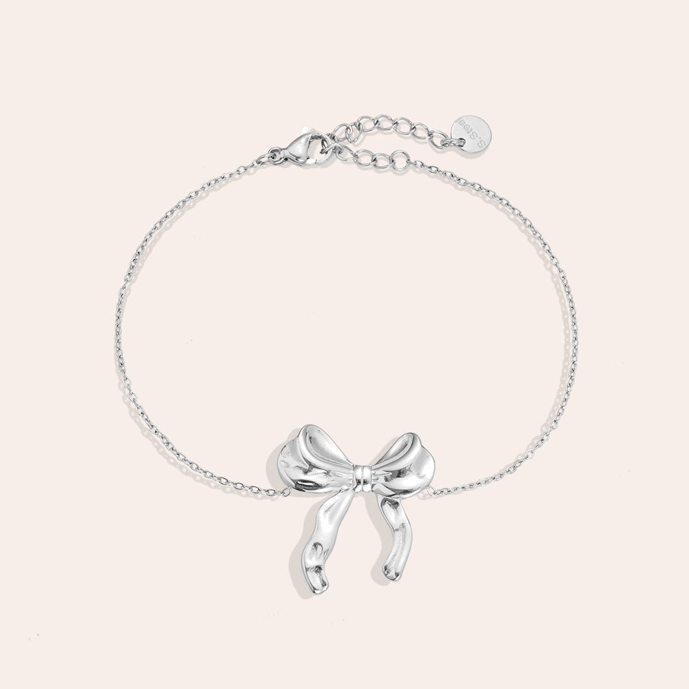 Lovely Bow Bracelet Silver – Cute Bow Charm Jewelry