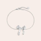 Lovely Bow Bracelet Silver – Cute Bow Charm Jewelry