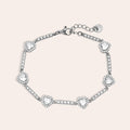 Diamond Hearts and Line Chain Bracelet Silver – Sparkling Heart Link Jewelry