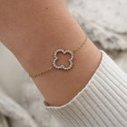 Diamond Lucky Flower Bracelet Gold – Sparkling Clover-Inspired Jewelry