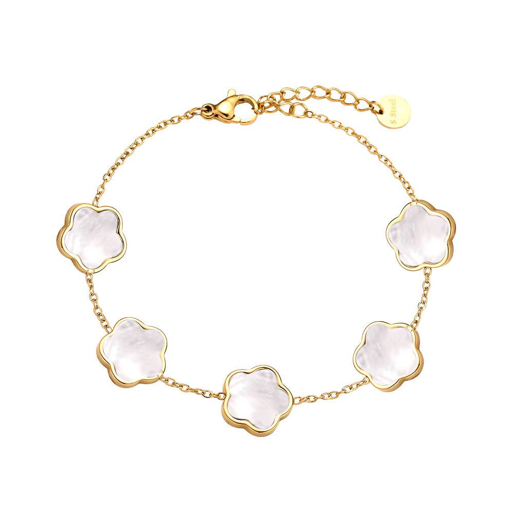 Shell Flowers Bracelet Gold – Delicate Floral Shell Charm Jewelry