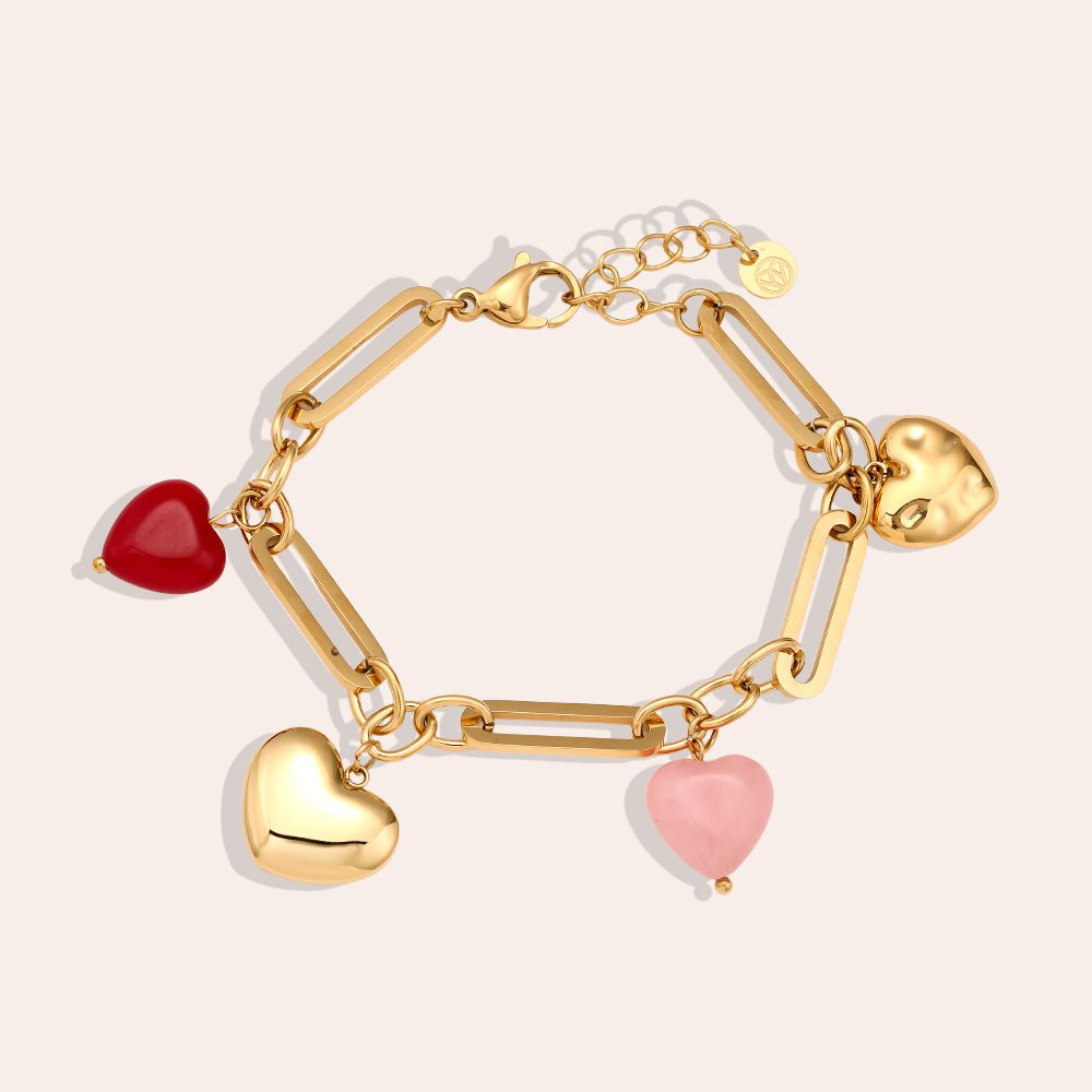 Colorful Hearts Bracelet Gold – Playful Multi-Heart Charm Jewelry