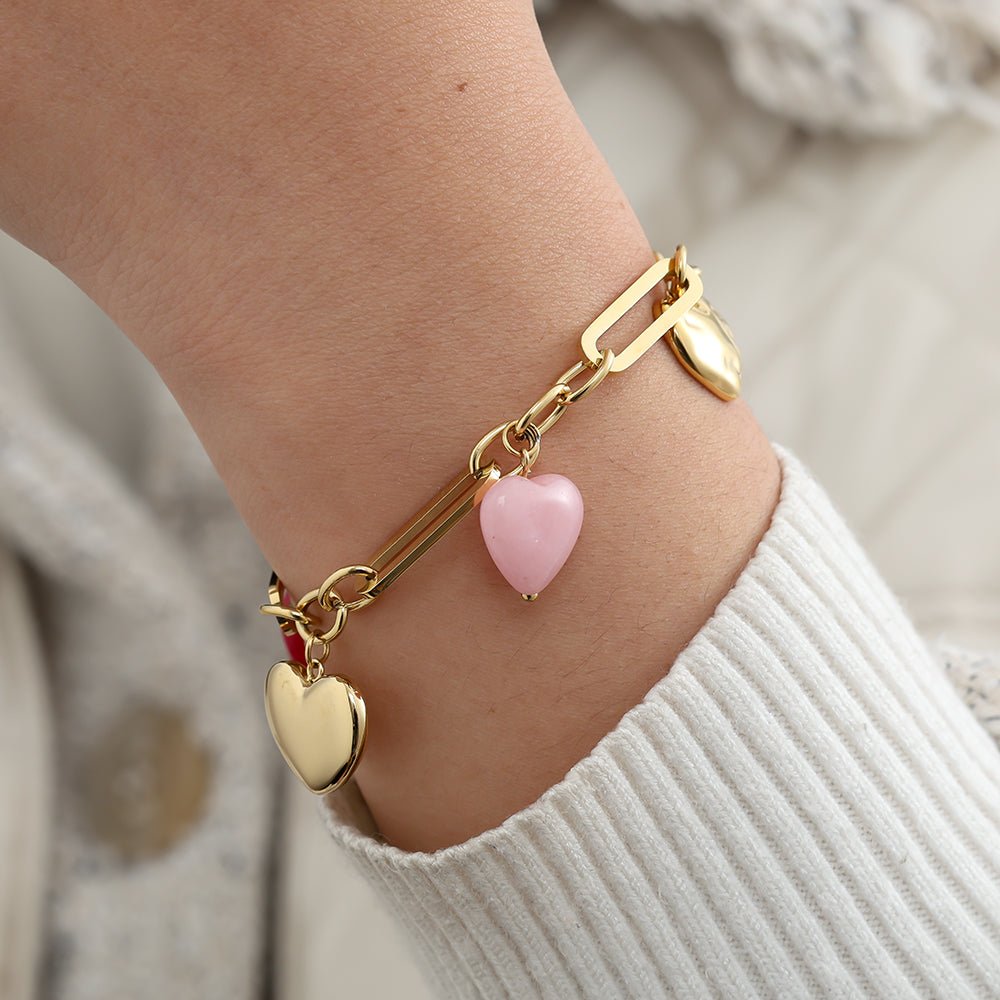 Colorful Hearts Bracelet Gold – Playful Multi-Heart Charm Jewelry
