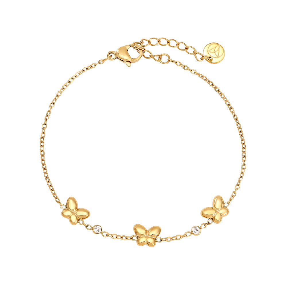 Butterfly & Diamond Dots Bracelet Gold – Elegant Butterfly Charm Jewelry