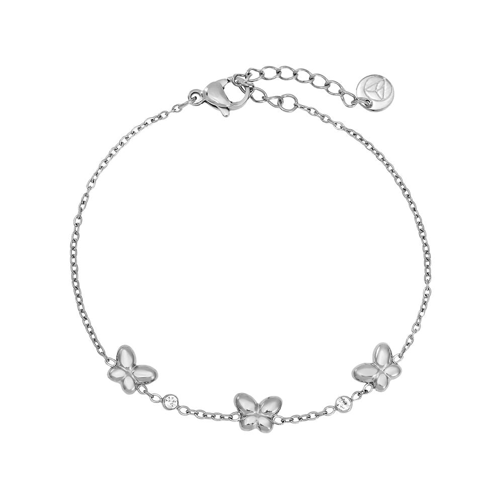 Butterfly & Diamond Dots Bracelet Silver – Dainty Butterfly and Crystal Charm Jewelry