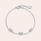 Butterfly & Diamond Dots Bracelet Silver – Dainty Butterfly and Crystal Charm Jewelry