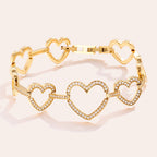 Diamond Hearts Shiny Bracelet Gold – Sparkling Heart Pendant Jewelry