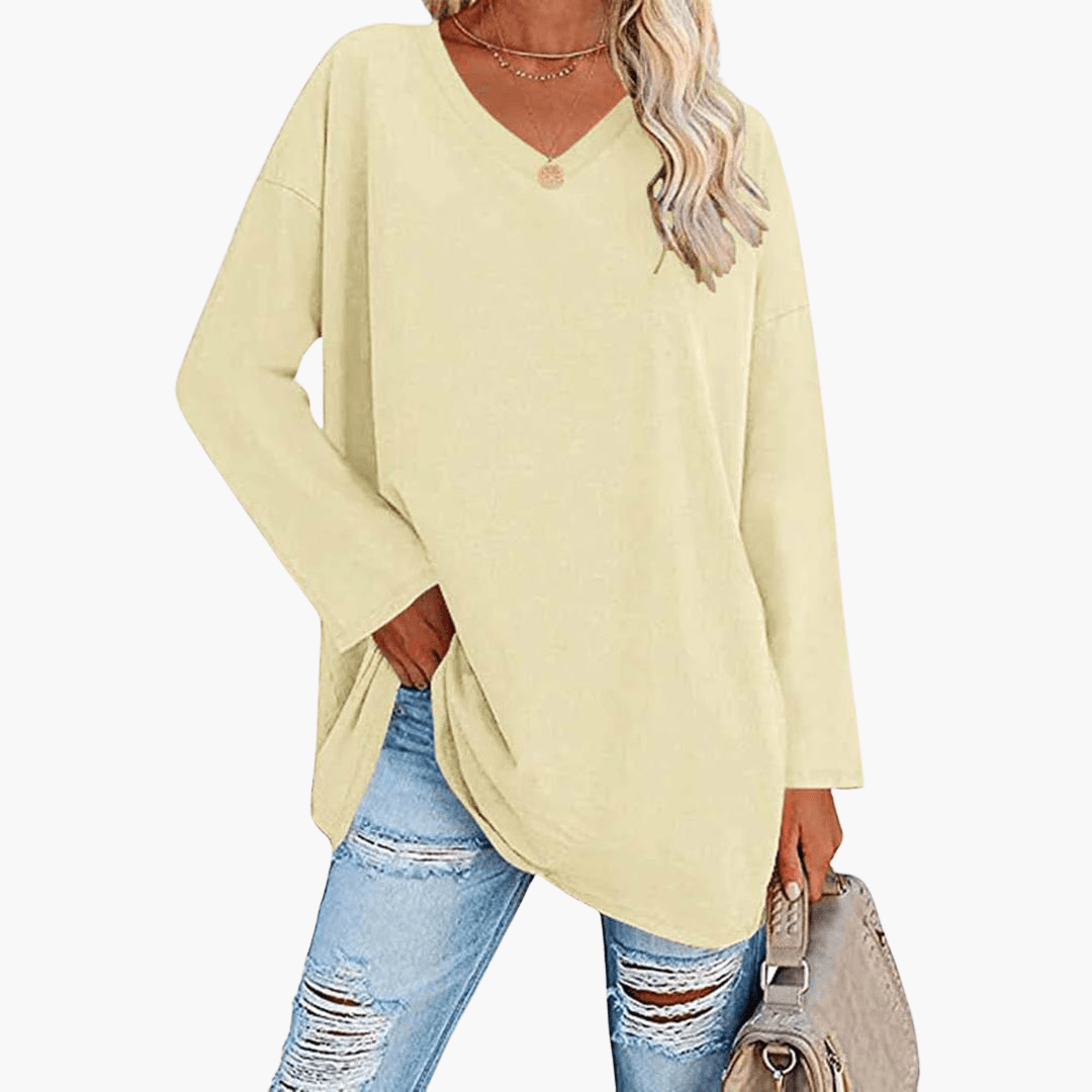 Oversized V-Neck Shirt – Long Sleeves