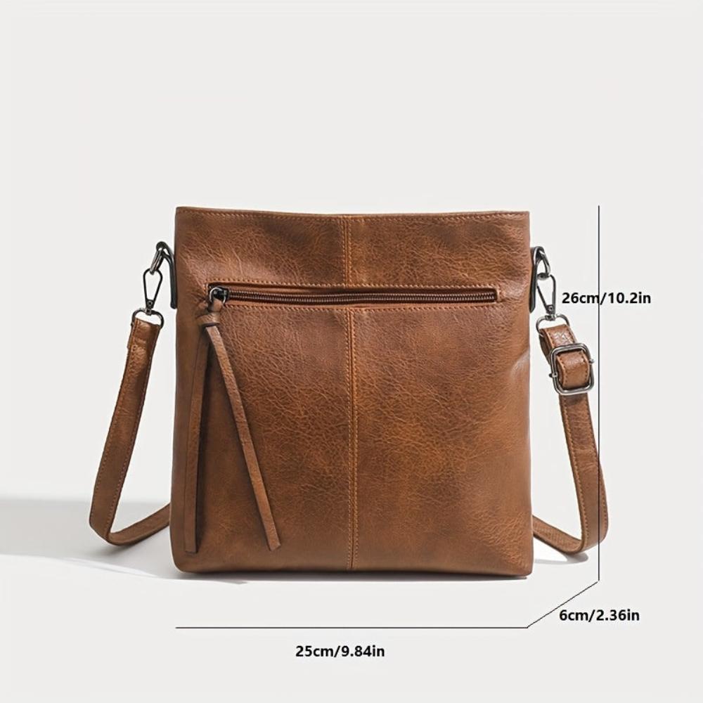 Retro Square Leather Crossbody Bag