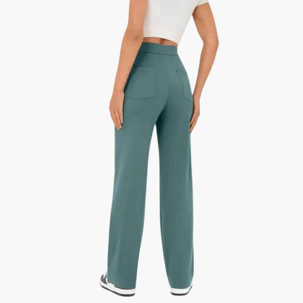 High-Waist Palazzo Pants – Button Placket