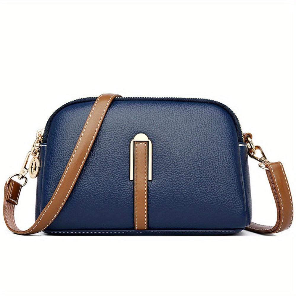 Litchi Embossed Leather Crossbody Bag