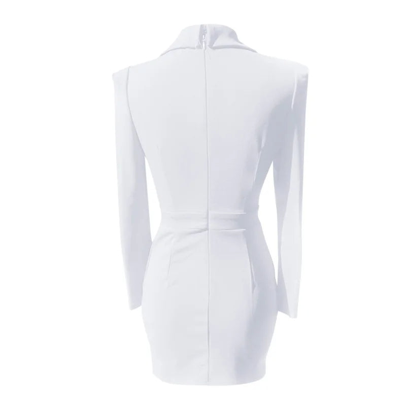 Women Blazer Open Front Deep V-Neck