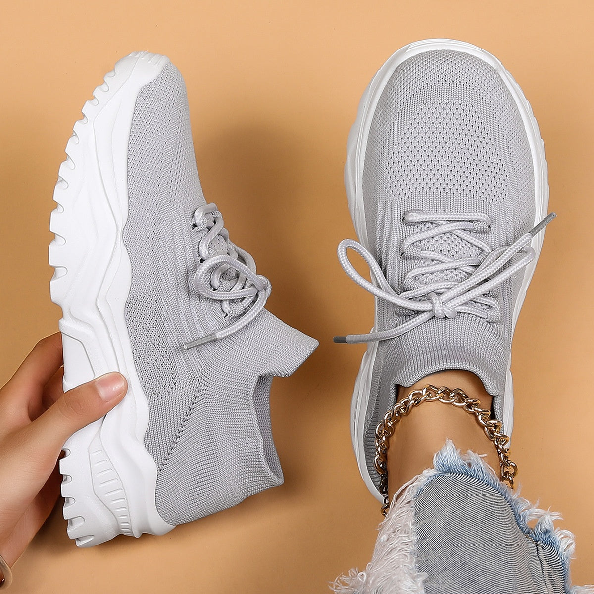Casual Flyknit Breathable Shoes for Women