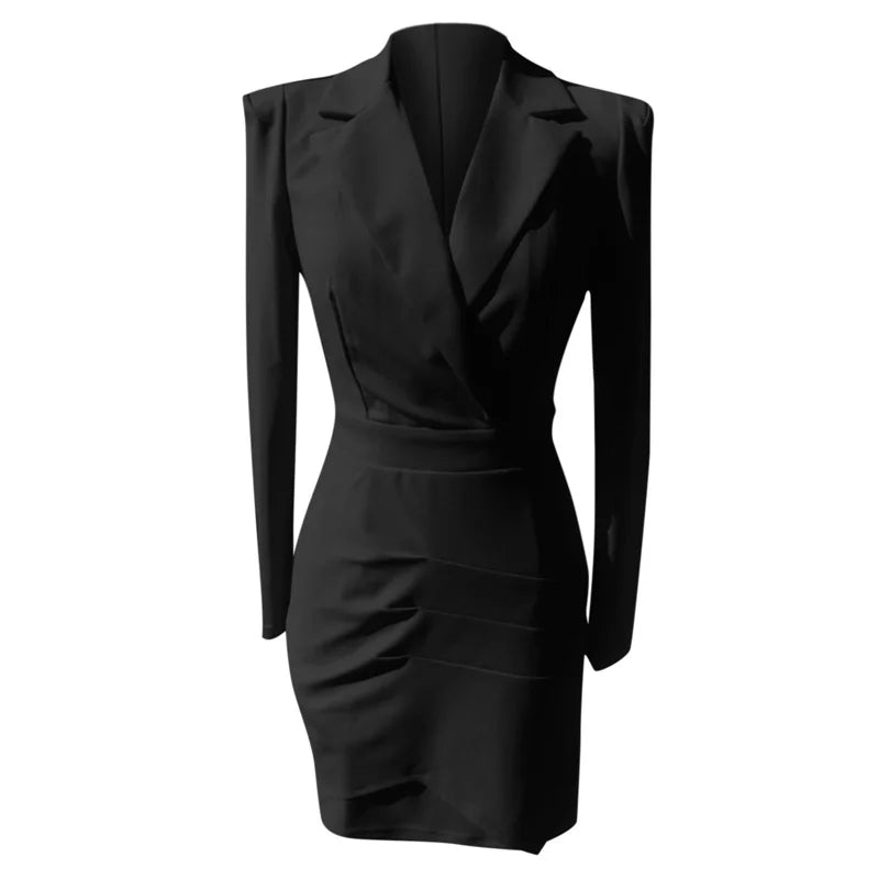 Women Blazer Open Front Deep V-Neck