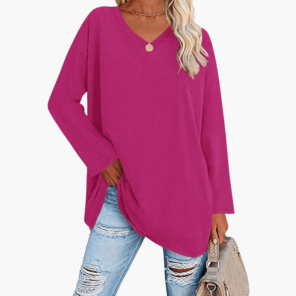 Oversized V-Neck Shirt – Long Sleeves
